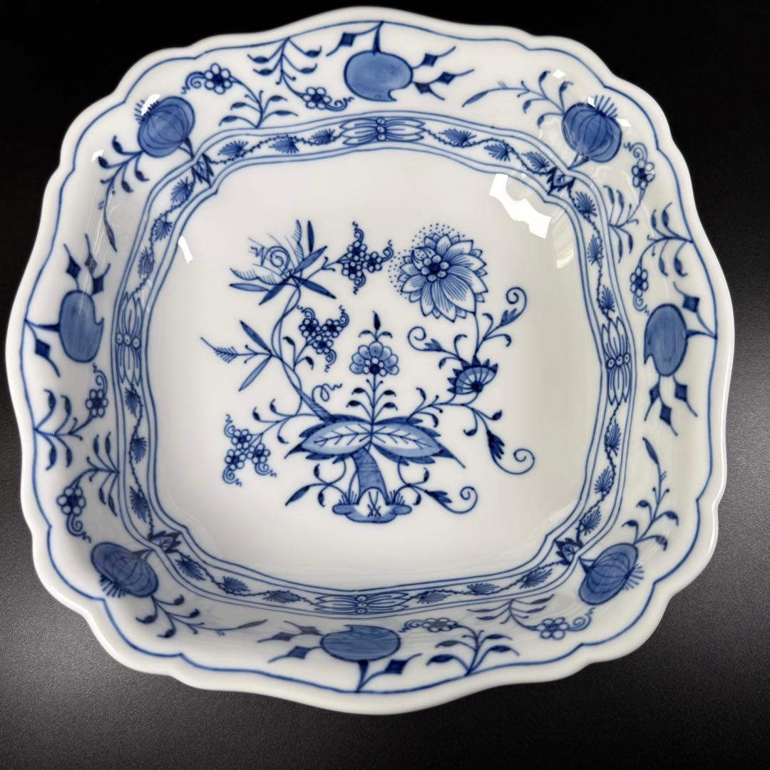 新品 マイセン ブルーオニオン スクエアボウル深皿(23cm)1枚、1級品