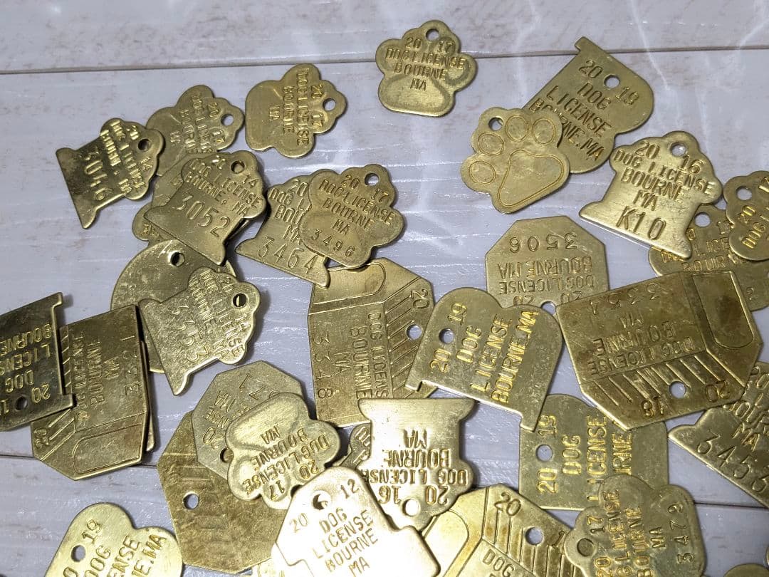 100個 ドッグタグ 真鍮 USA アメリカ雑貨 金色 大量 まとめ売り 当時物