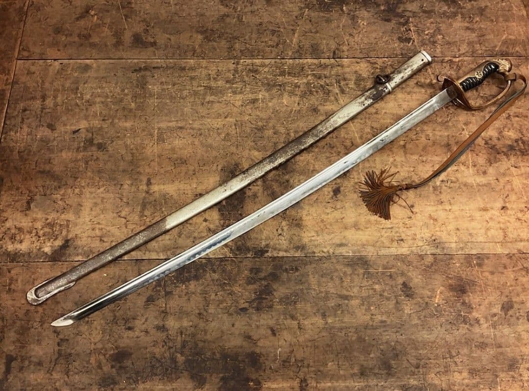 【当時物】日本軍 帝国陸軍 軍刀 指揮刀 模造刀 模造刀身 サーベル【刀緒付②】