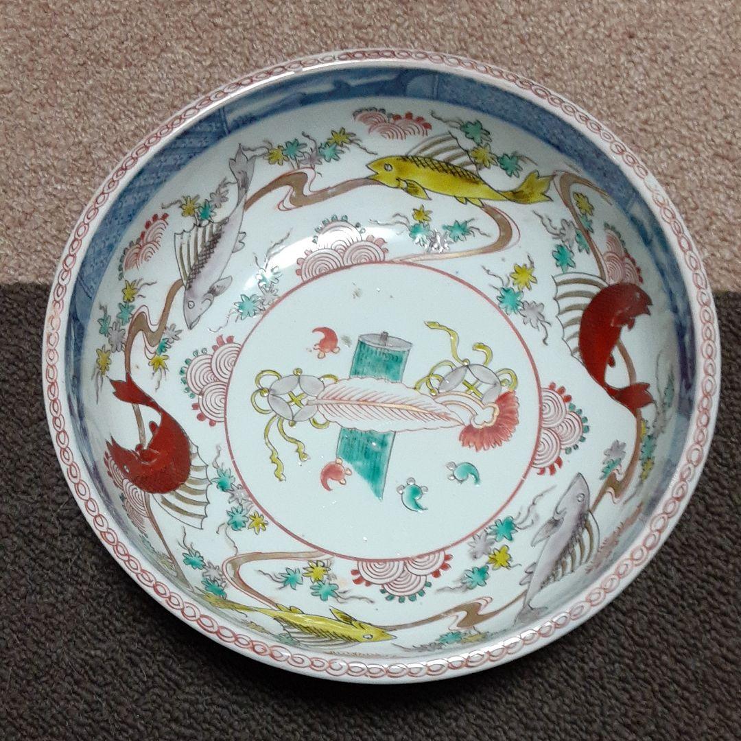 古い伊万里鉢皿椀/手描き水草魚貝吉祥紋/紅葉鯛宝珠/二重高台唐草紋/有田唐津焼