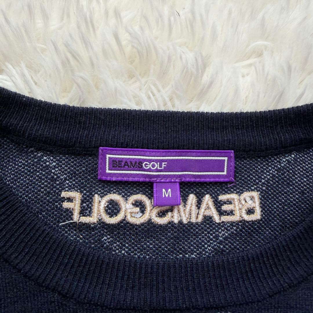 近年未使用級　ビームスゴルフ　ニット　セーター　ゴルフウェア　ロゴ刺繍　総柄