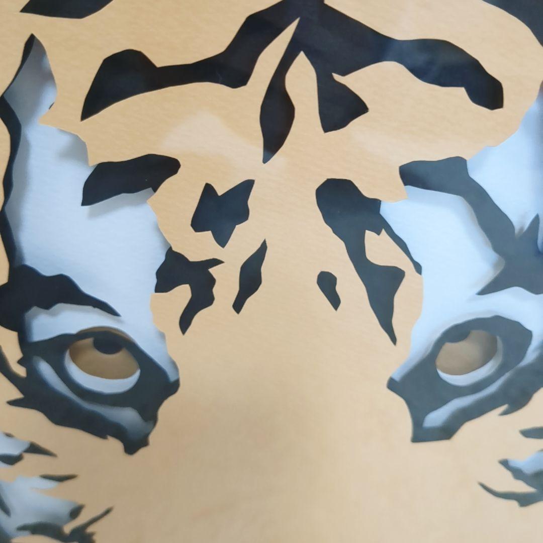 【美品】【希少】駒形克己　サイン入り　トラ　彫りアート フレーム付き