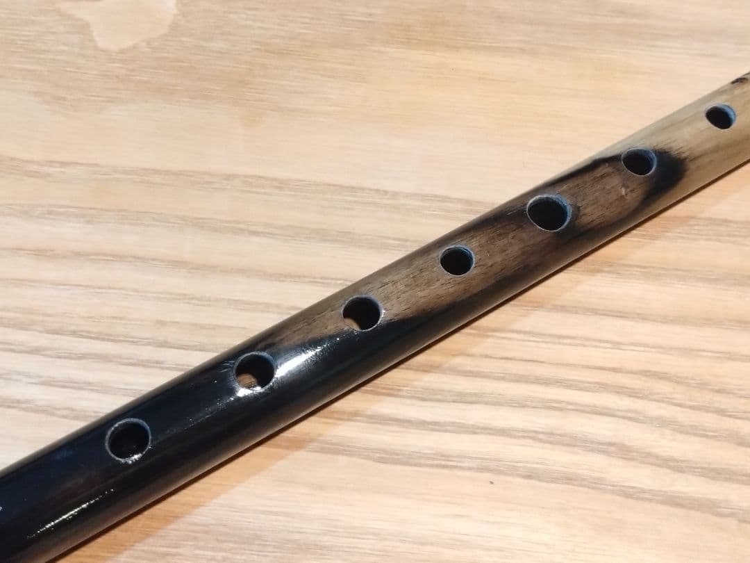 【ハンドメイド品】黒柿　笛　横笛　和楽器　6本調子　ドレミ調　一点物　未使用品②