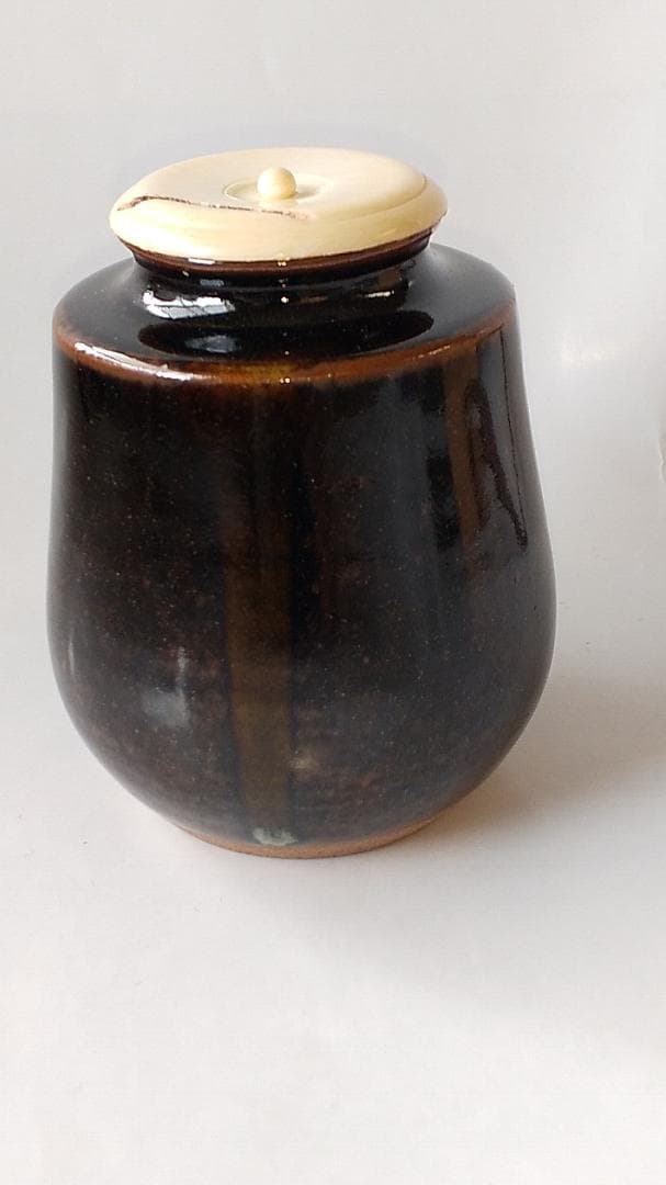 Bottom松本鉄山 松本鐵山 中興名物写 橋立茶入仕覆住吉緞子共箱栞新品