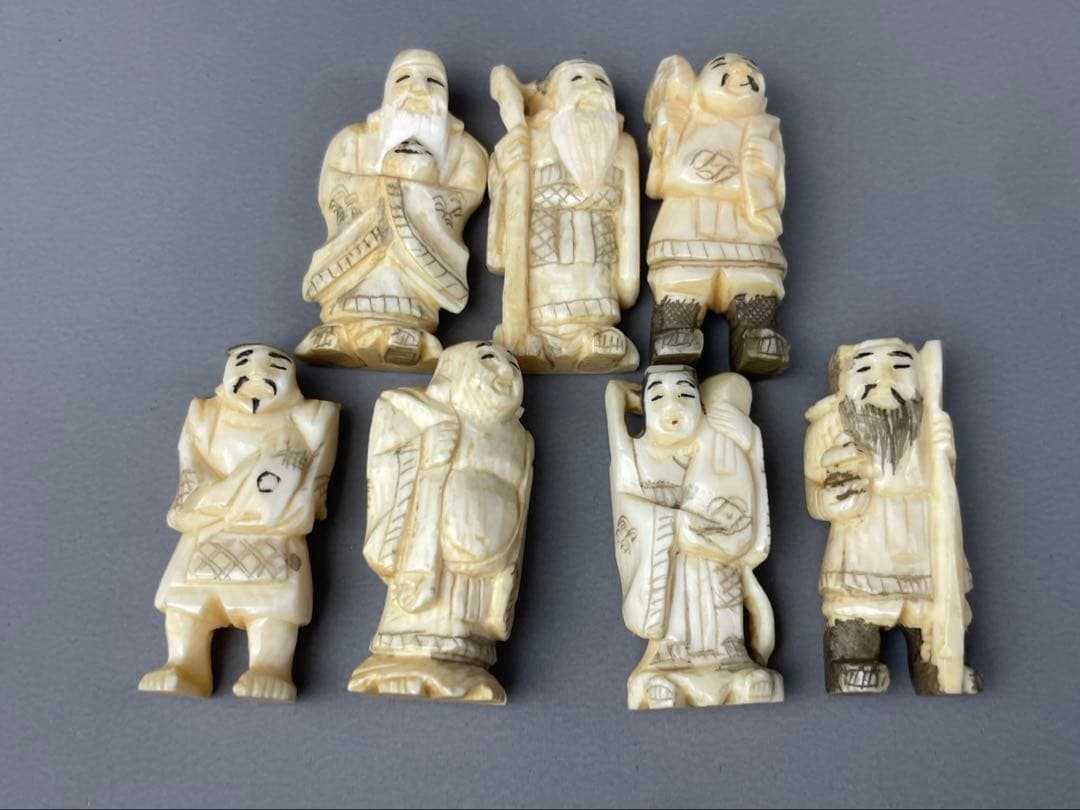 極上 七福神 彫刻 縁起物 置物 アンティーク 古美術