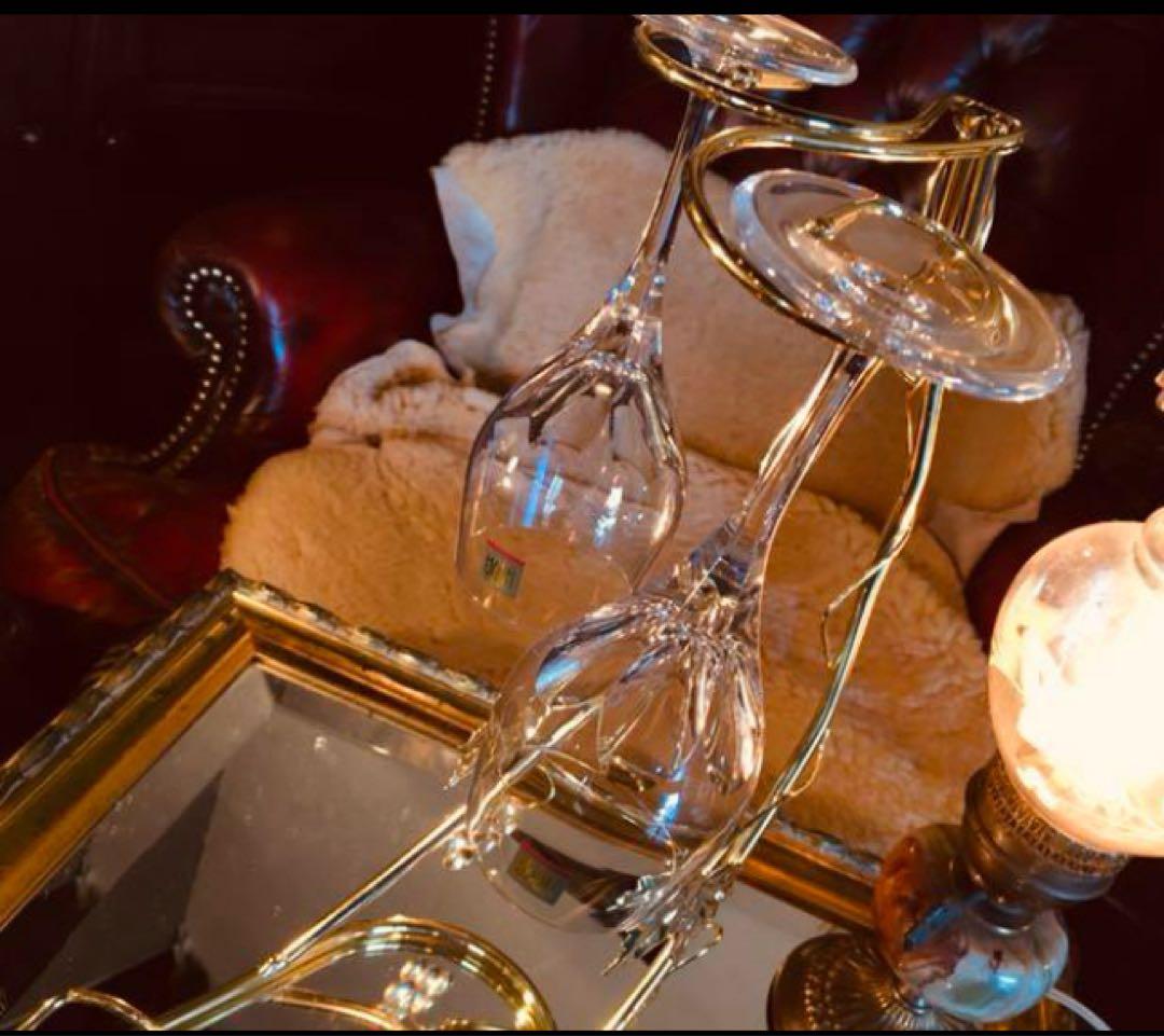 湯布院アンティーク レトロヴィンテージ ワイン/グラスホルダー ゴールド 葡萄柄