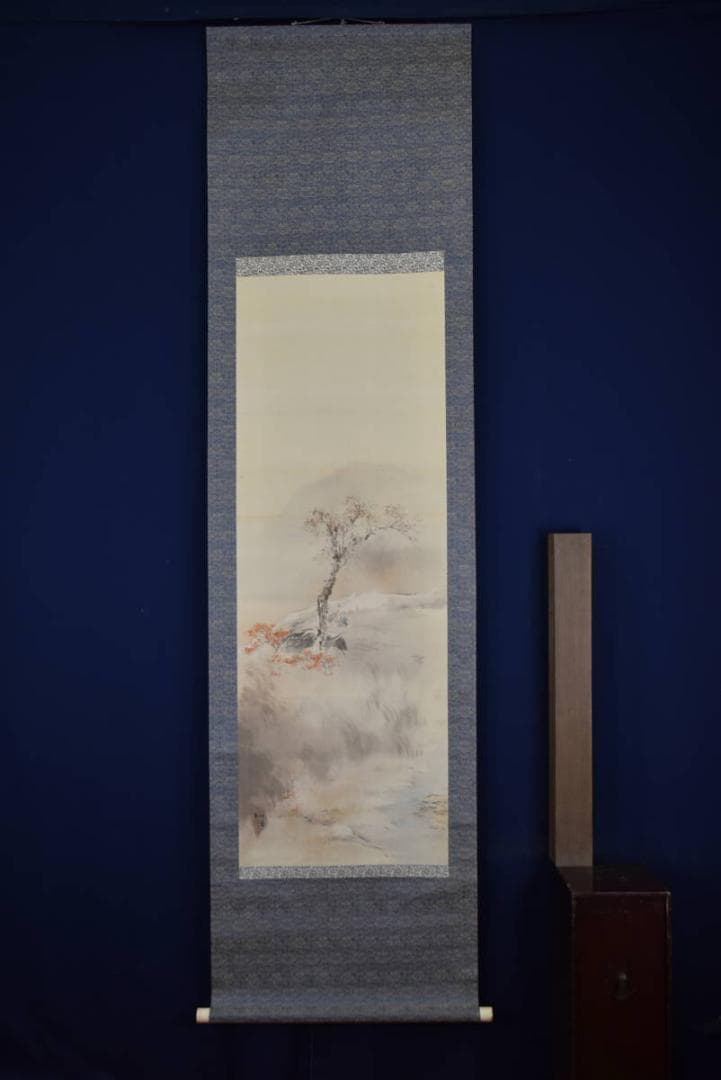 【真作】瑛鳳/秋景山間焚き火図/秋景山水人物図/掛軸☆宝船☆AB-364