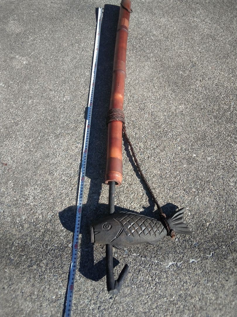 昭和レトロ 竹製 大型 自在鉤 囲炉裏 暖炉 火鉢 古民家 古道具 平成レトロ