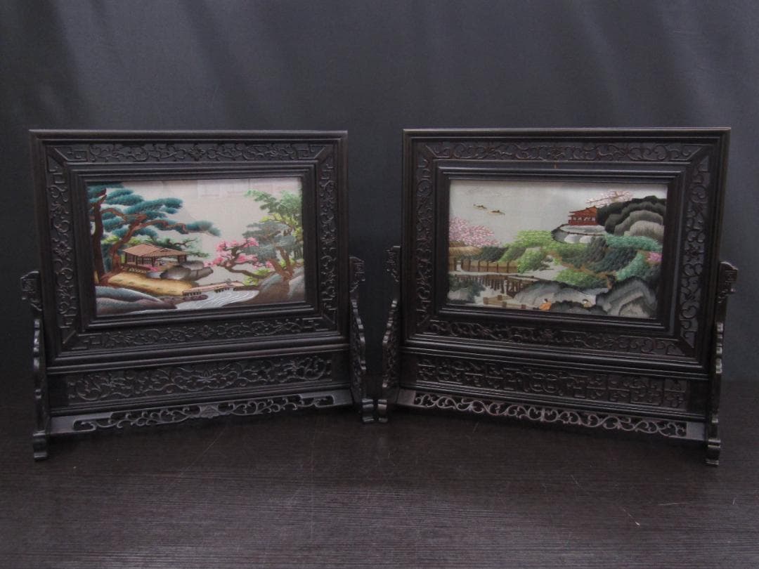 【未使用長期保管品】中国伝統工芸品 蘇州刺繍 2個セット