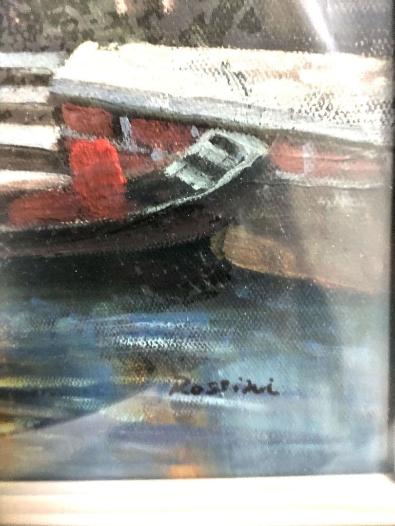 油彩画 運河の風景 金色フレーム　新品未使用