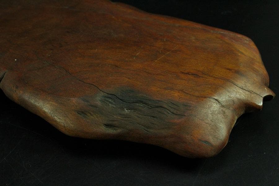 中国美術 煎茶 唐物 木彫刻 葉盆 裏刻 題詞 茶道具伝来(K-HA481)