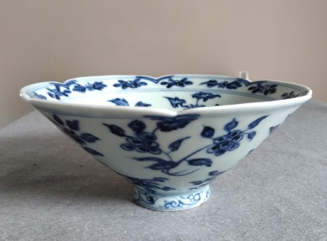 【Salvia Shop出品】中國古陶磁器　大明宣徳年製　青花四季六輪鉢