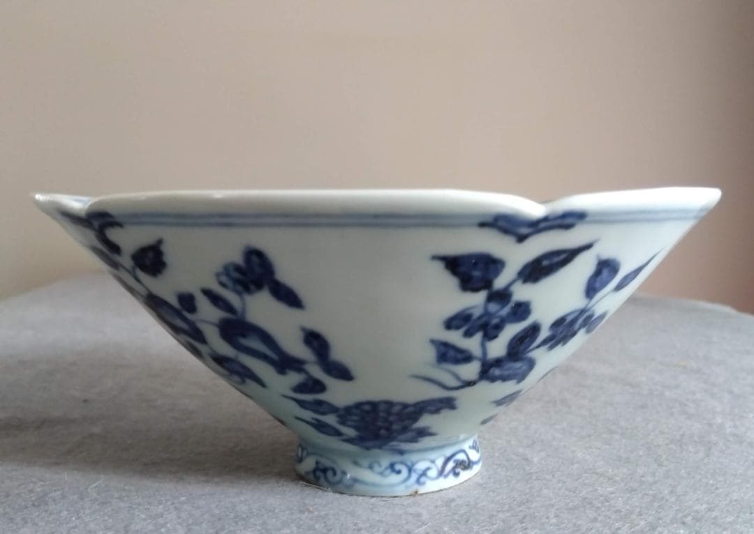 【Salvia Shop出品】中國古陶磁器　大明宣徳年製　青花四季六輪鉢