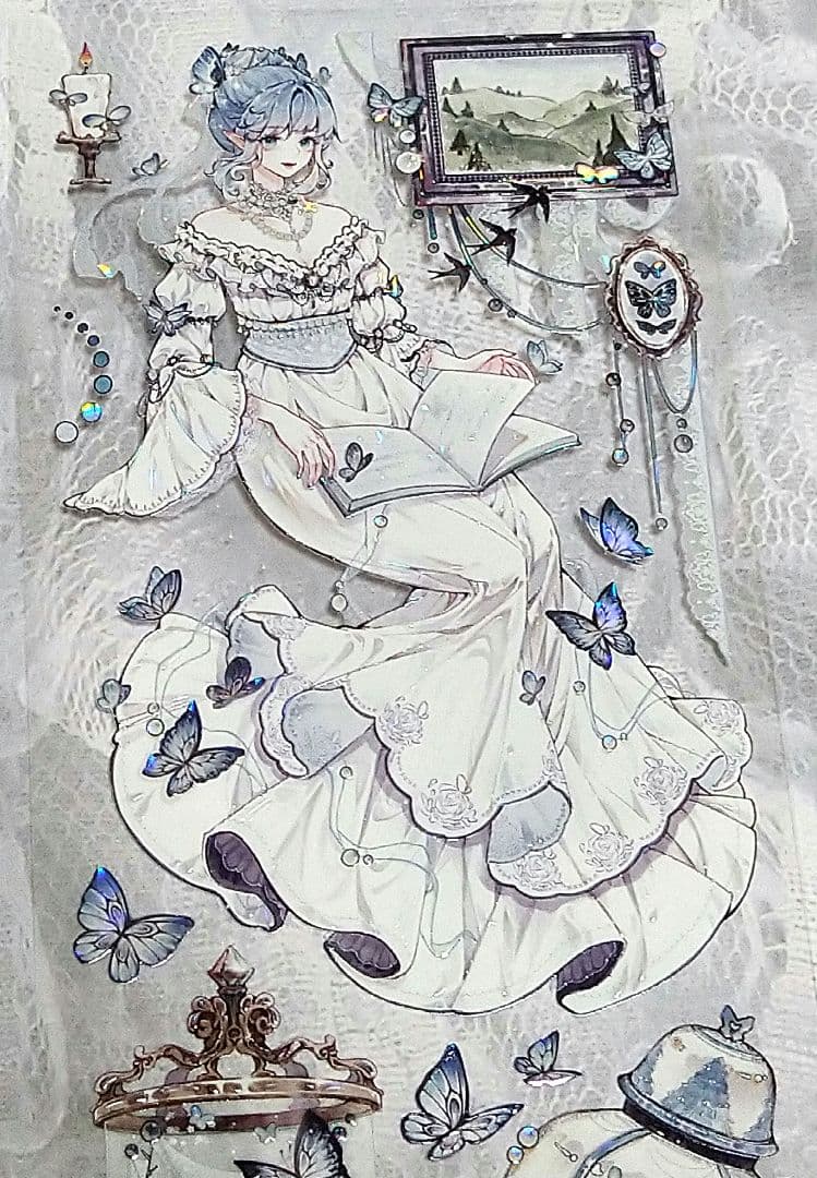 J1023＃羽化蝶(贝壳光)shine切り売り海外人物マステ女の子