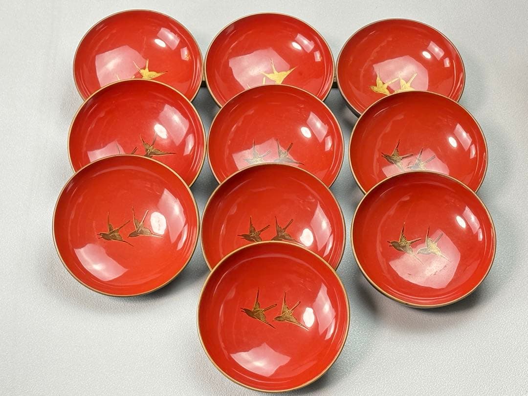 時代漆芸 金蒔絵 木製 菓子椀 吸物椀 10客セット R7112345
