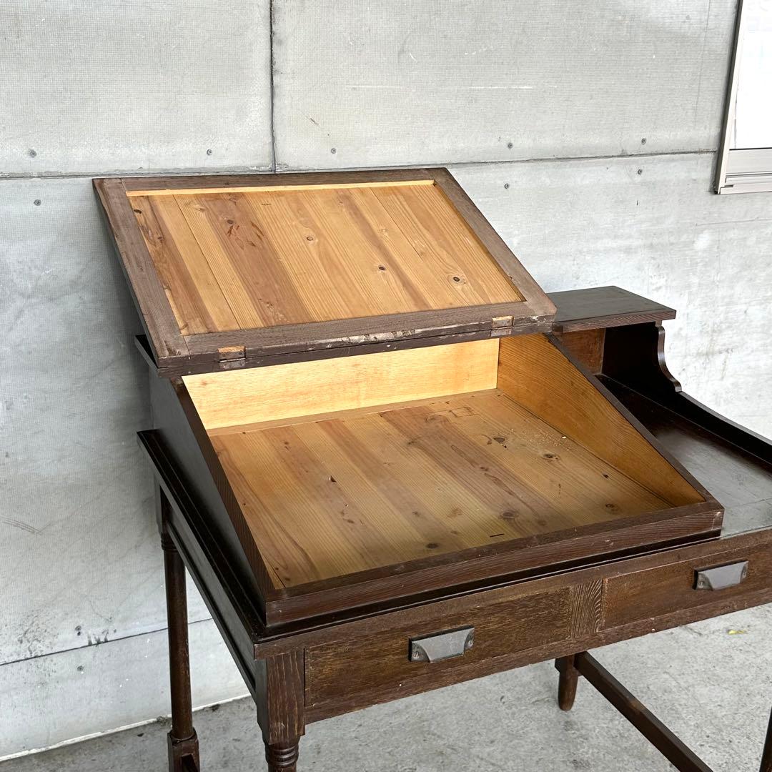 ✦昭和レトロ✦ アンティーク 製図机 ドラフティングデスク 木製 ライティング
