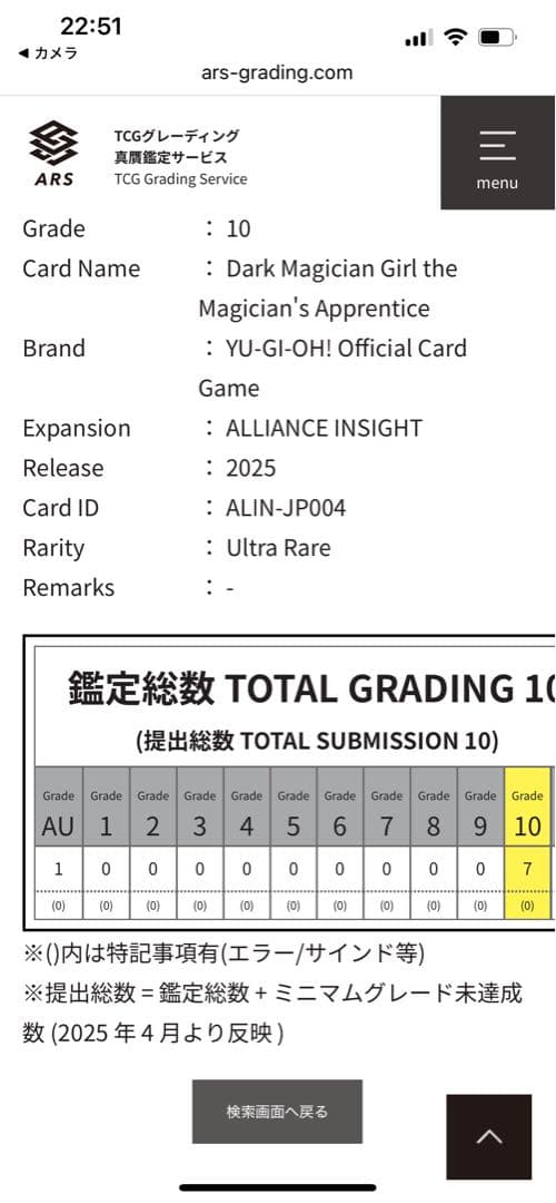 【ARS10:鑑定7枚！】魔術師の弟子－ブラック・マジシャン・ガール 遊戯王