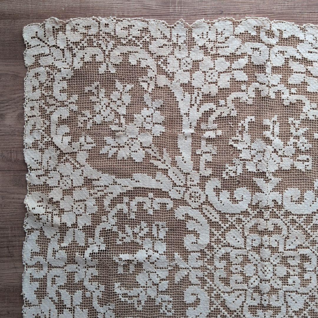 フランスヴィンテージ フィレレース 81㎝四方 テーブルクロス