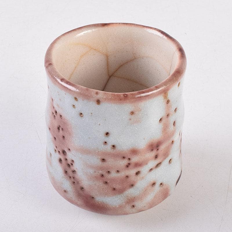 志野焼　美濃焼　奥磯太覚作　志野湯呑　共箱　C　R8909