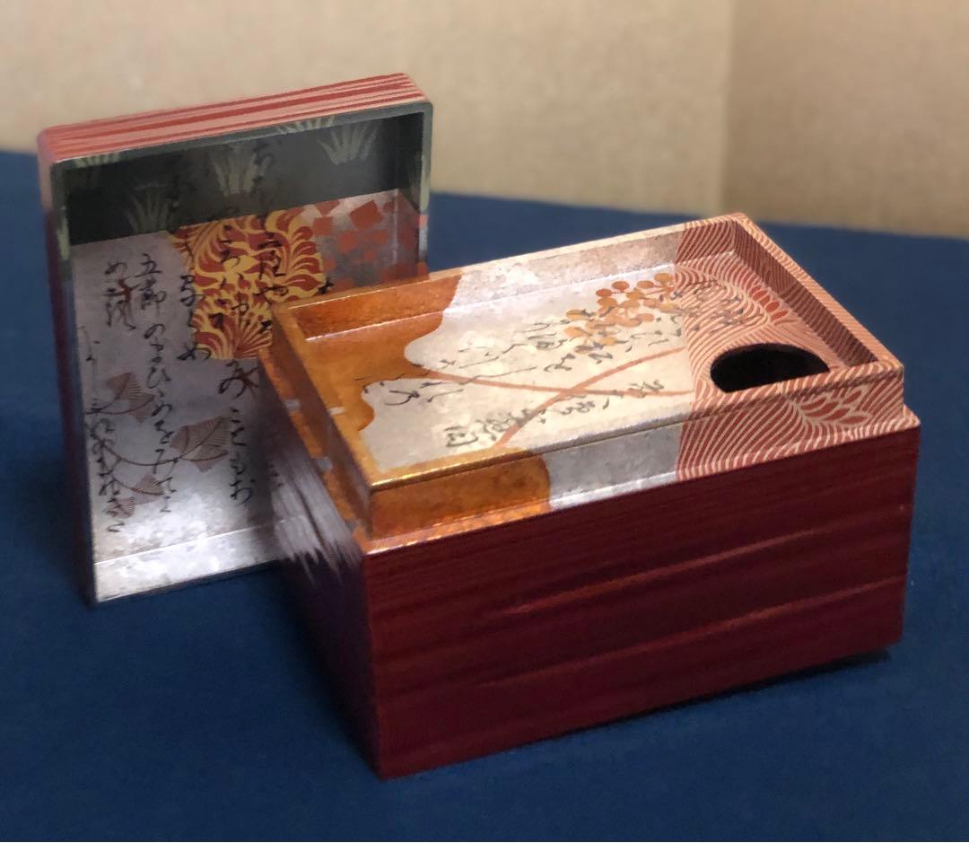 《R》歌切蒔絵 茶箱 パリ万博受賞近代漆芸家 井田 宣秋 共箱 251201お2