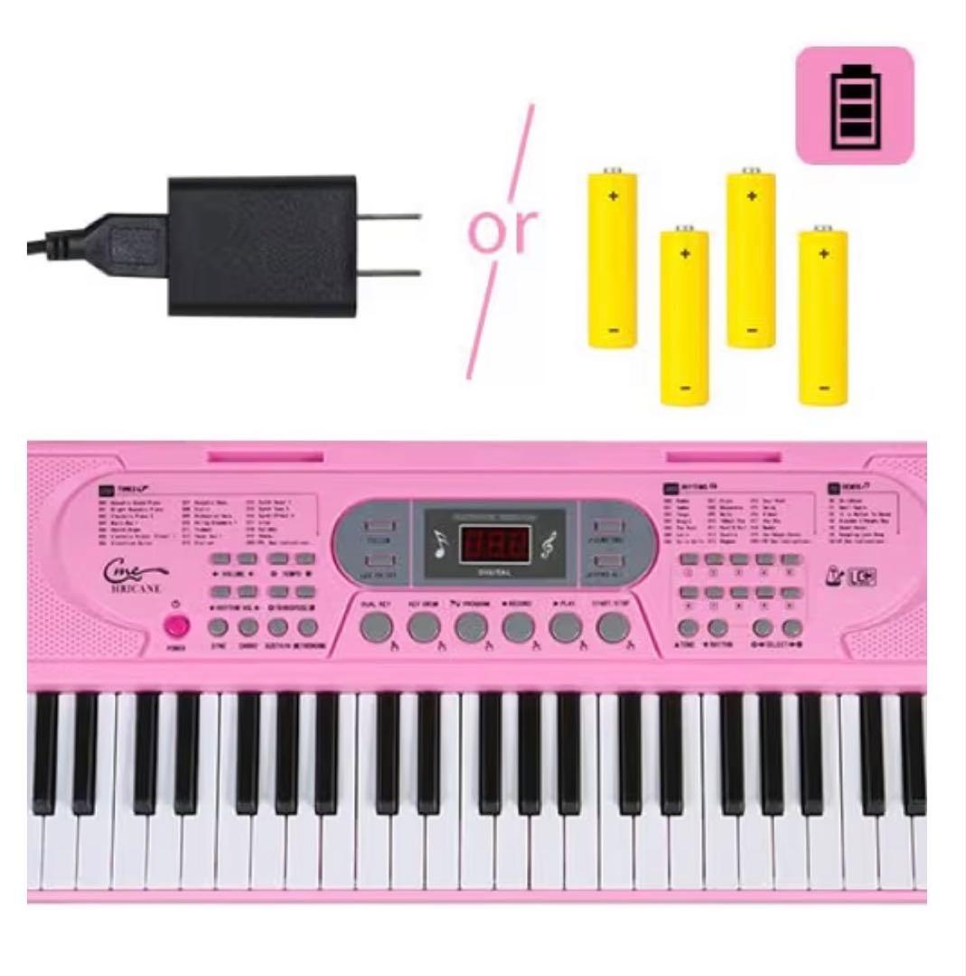 電子ピアノ　ピンク　初心者向け　USB充電＆電池給電式