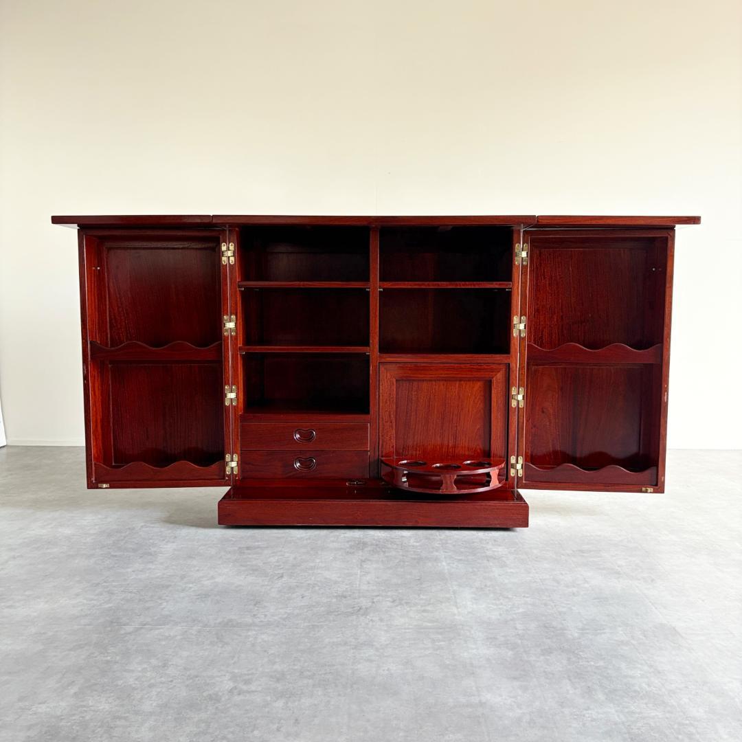 折り畳み式 カウンターキャビネット ワインラック 引き出し収納つき