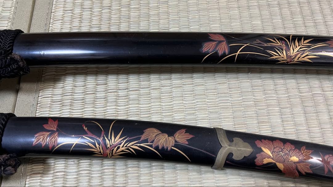 半太刀 真剣拵え 蝶 竹光 模造刀 居合刀 牡丹 小柄 本鮫皮 大小 金雲龍目貫