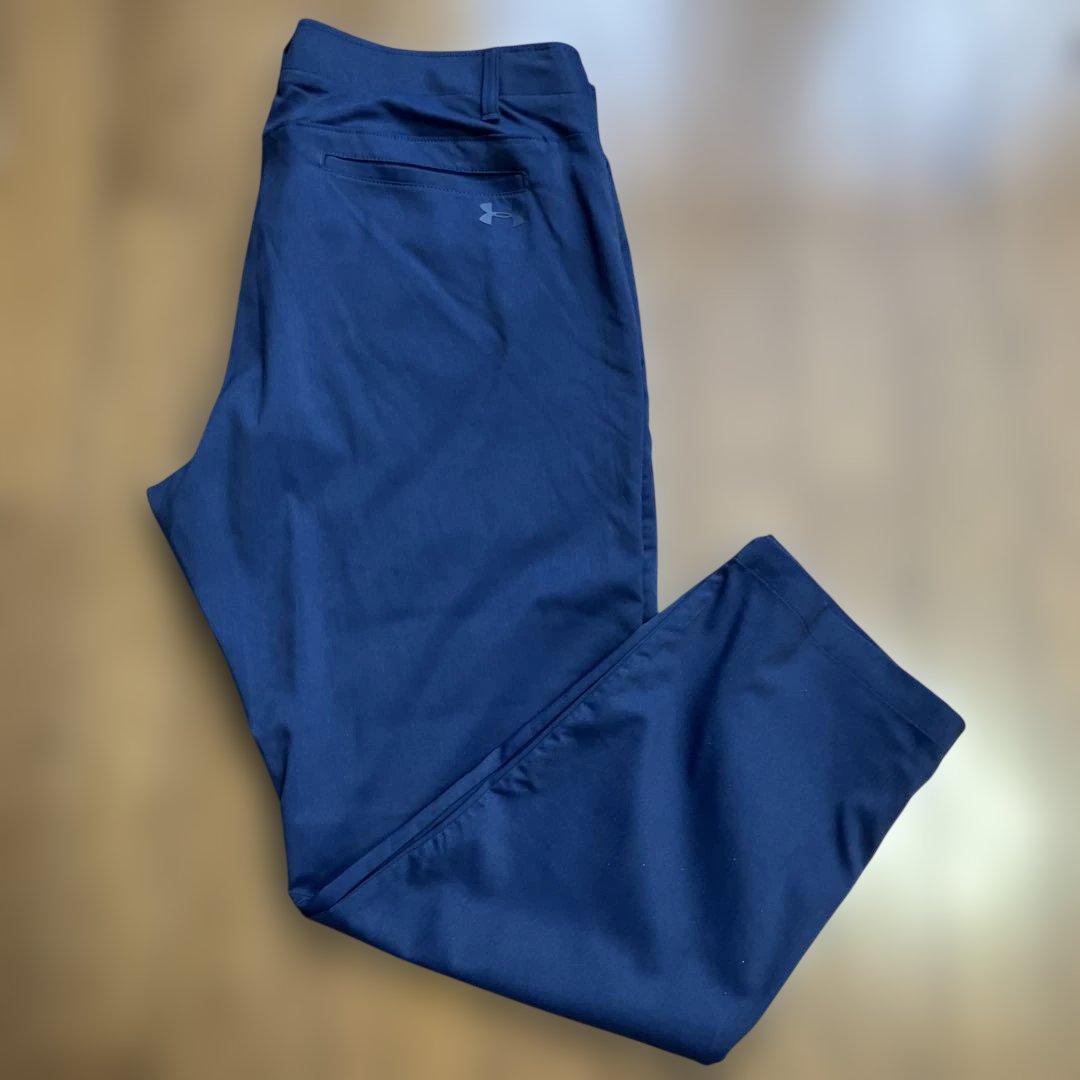 アンダーアーマー　ゴルフパンツ　ネイビー　ヘリンボーン生　38✖️30
