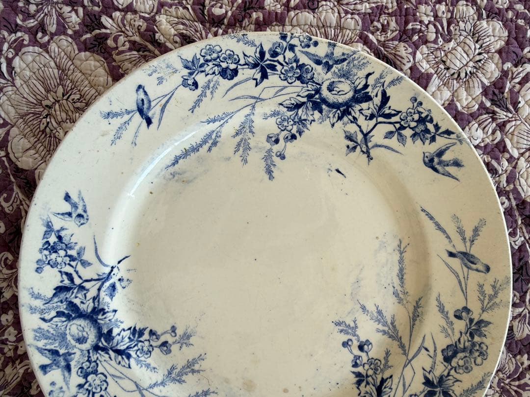 フランスアンティーク陶器クレイユモントローlinotte平皿プレート.g