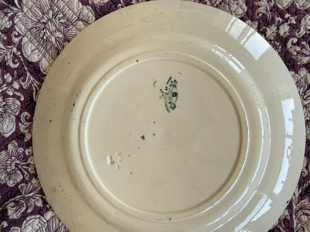 フランスアンティーク陶器クレイユモントローlinotte平皿プレート.g