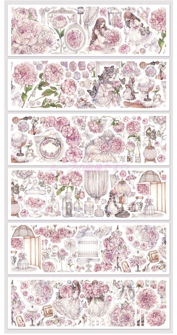 ✩再販✩J685＃芍药季(水晶)LION切り売り海外人物マステ女の子