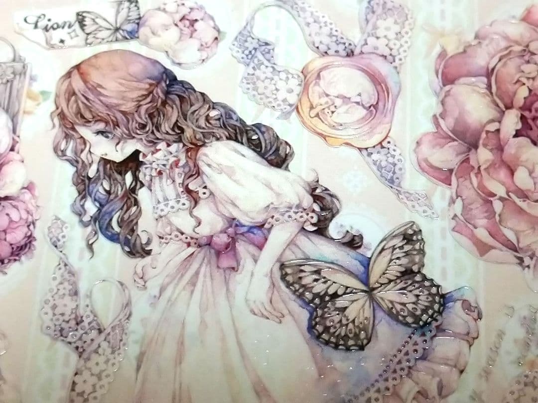 ✩再販✩J685＃芍药季(水晶)LION切り売り海外人物マステ女の子