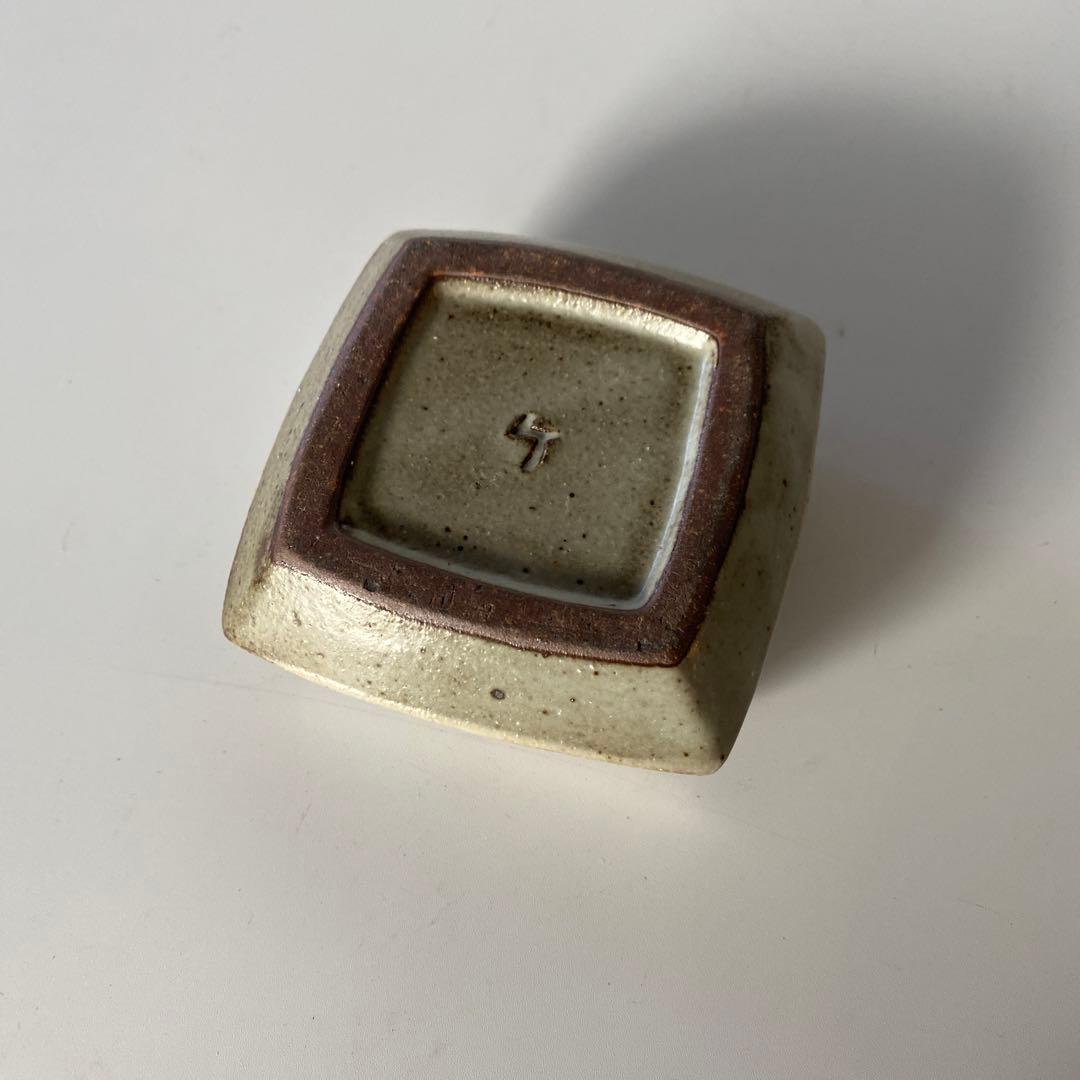 益子焼 島岡桂 縄文象嵌 角型 蓋物/香合（蓋付き小箱） 1対