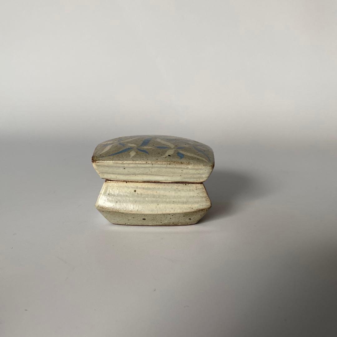 益子焼 島岡桂 縄文象嵌 角型 蓋物/香合（蓋付き小箱） 1対