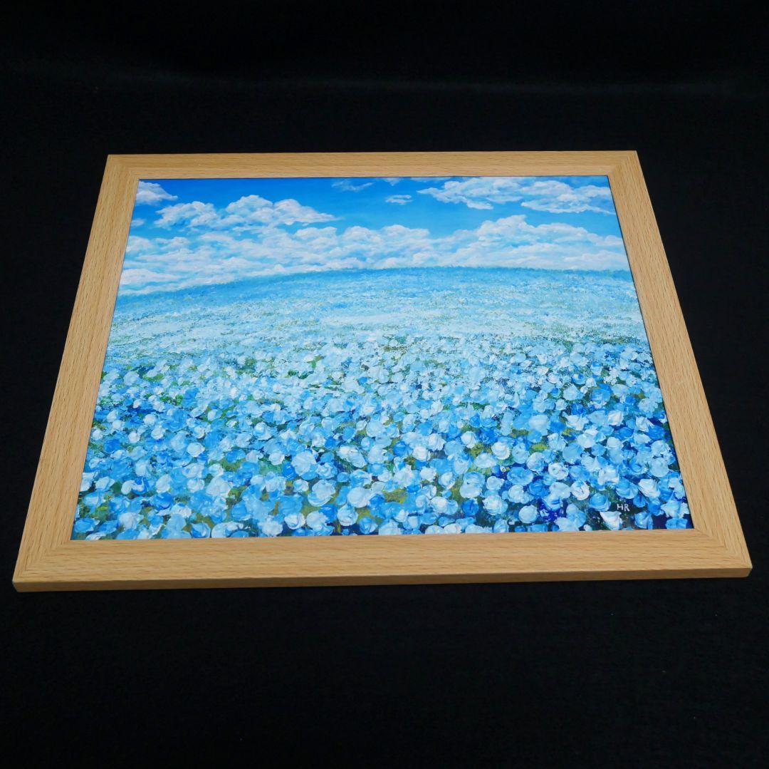 油絵 油彩 油彩画 絵 絵画【空と雲の青い丘】