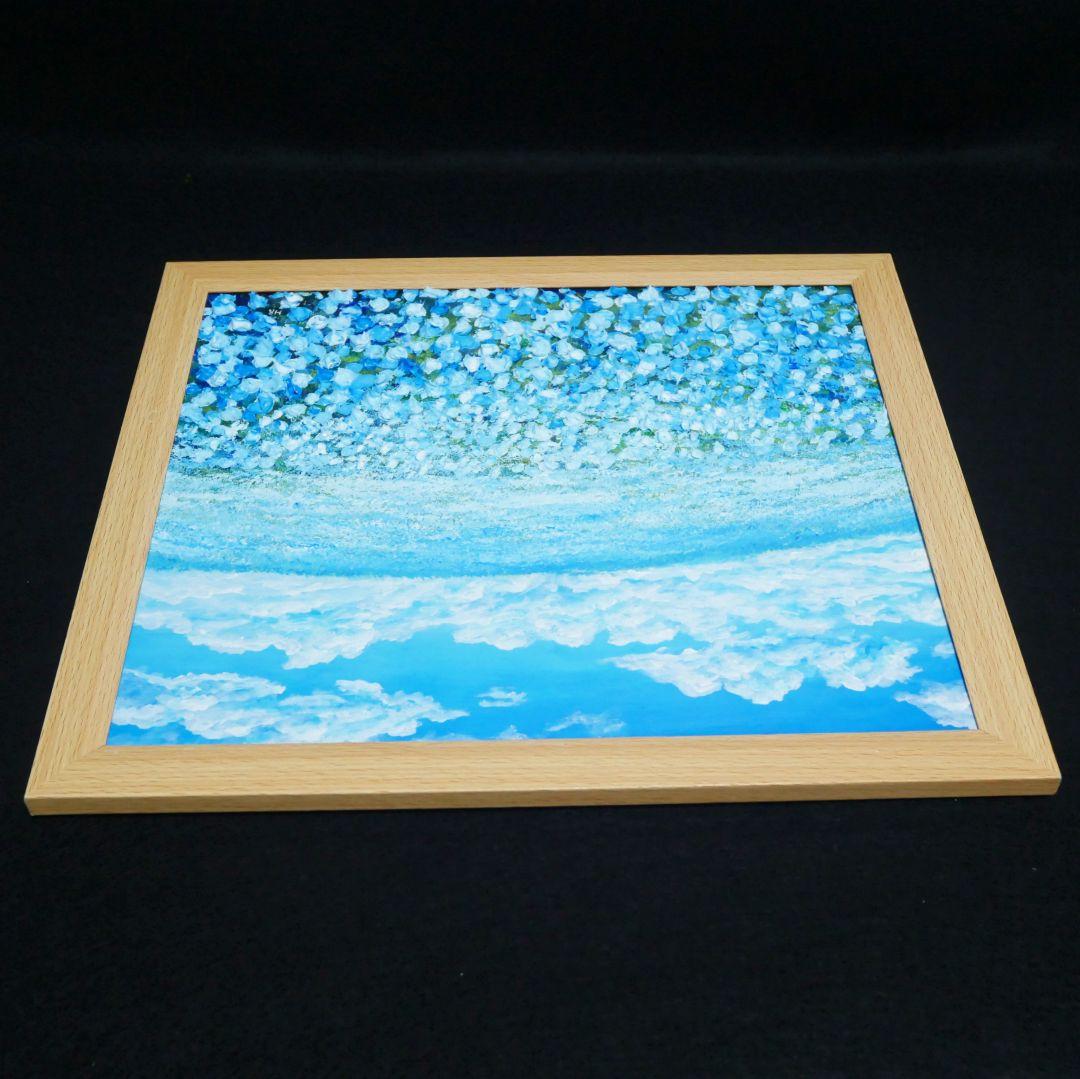 油絵 油彩 油彩画 絵 絵画【空と雲の青い丘】