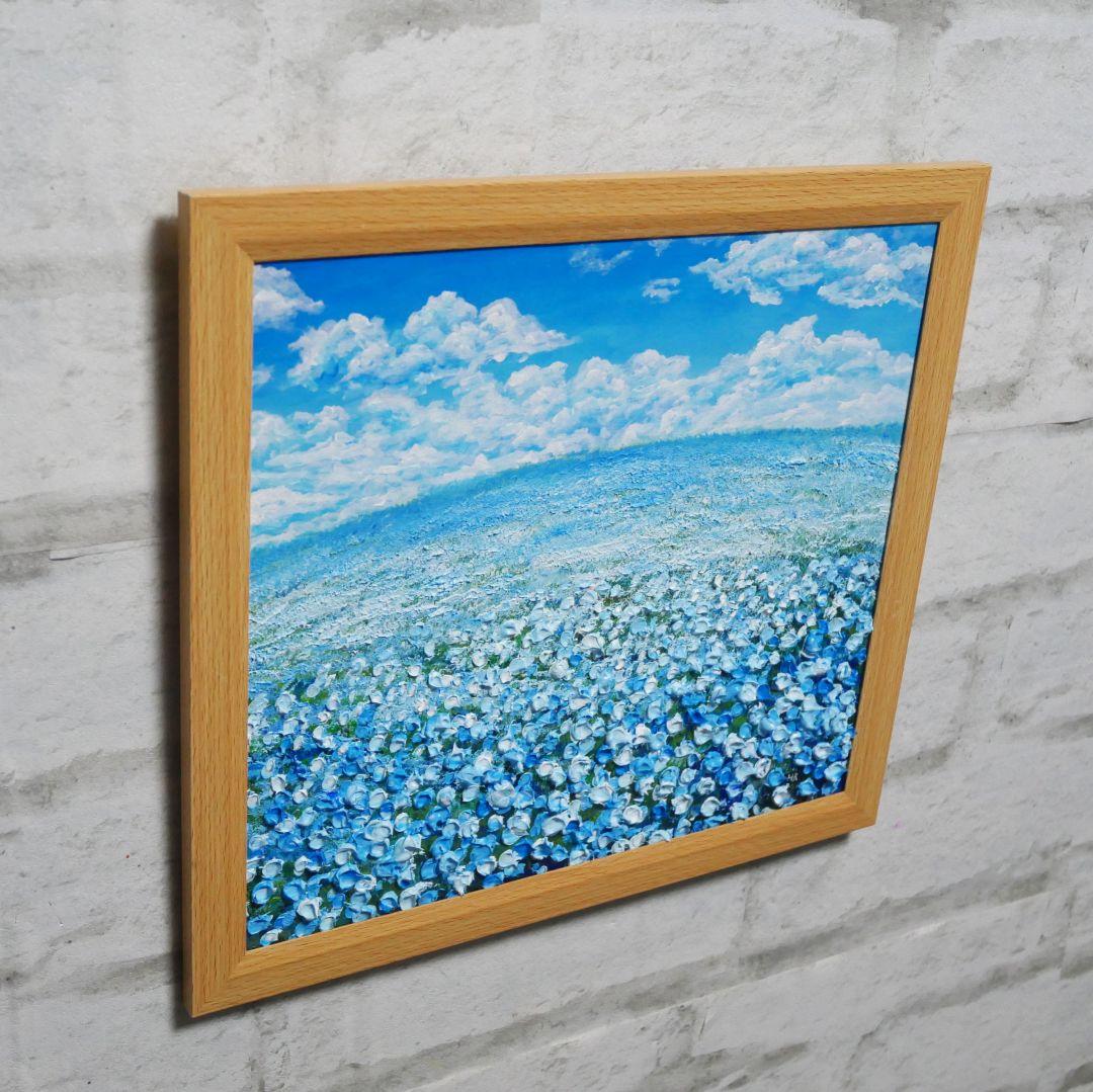 油絵 油彩 油彩画 絵 絵画【空と雲の青い丘】