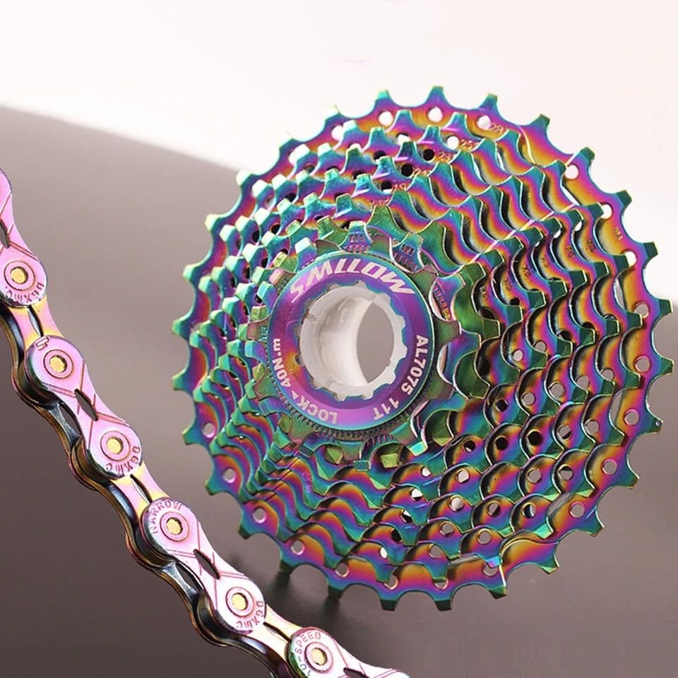 ★チェーン＋スプロケ＋セラミックビッグプーリー★豪華3点セット★レインボーカラー