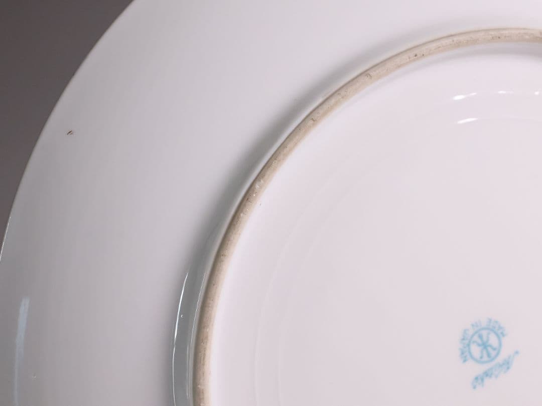 【CM300】オールドノリタケ 白鳥 風景 皿 プレート 金彩 ブルー 青 明治