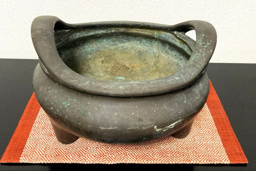 大明宣徳五年監督 工部官臣呉邦佐造 青銅三脚香炉火鉢 清朝中期