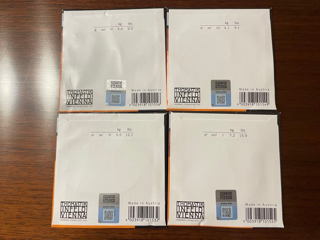 <新品・未使用>4/4 バイオリン 弦 ドミナント EADG 4本セット