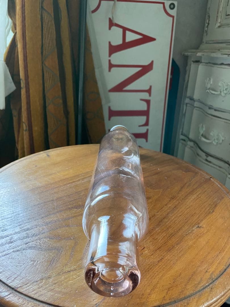 アンティーク　ディプレッショングラス　ガラス　ローリングピン　ピンク　麺棒　レア