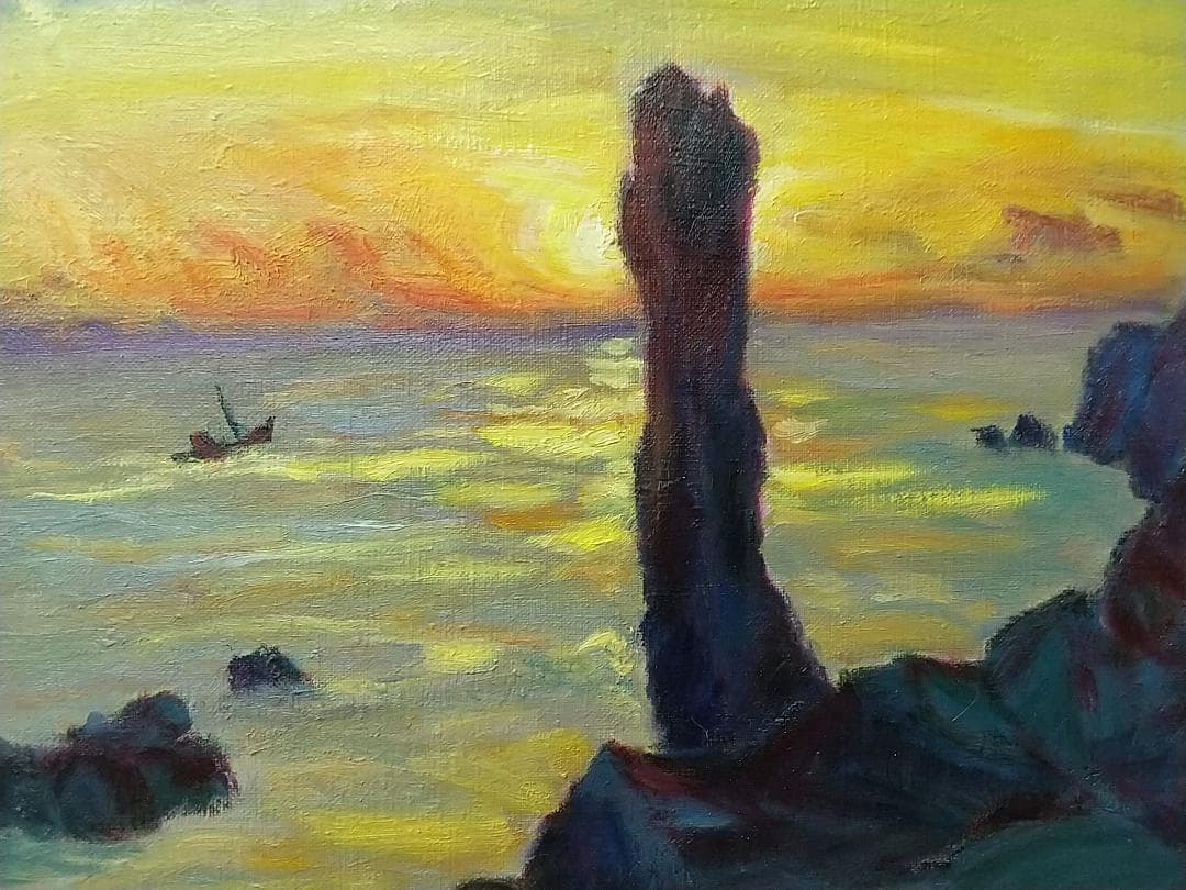 「唐桑半島の朝」油絵 F6 絵画 油彩画 風景画 アート