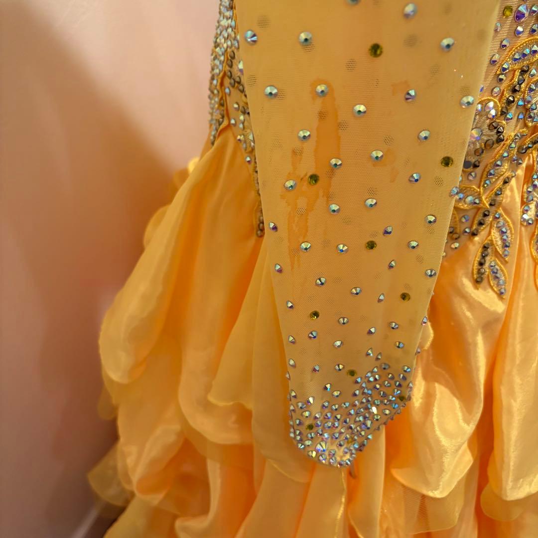 社交ダンスドレス イエロー デモ 競技用 ボリューム パーティ 発表会 豪華