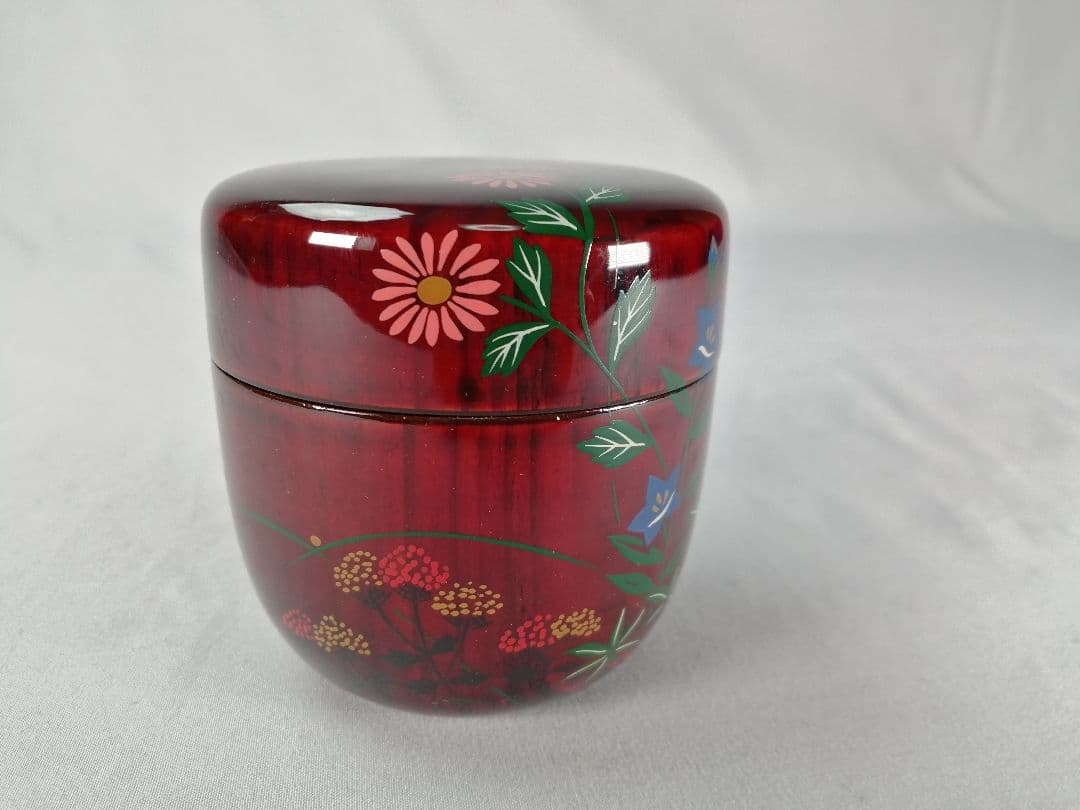 【茶事具】一峰作　即中斎好色絵秋草蒔絵溜大棗　棗298