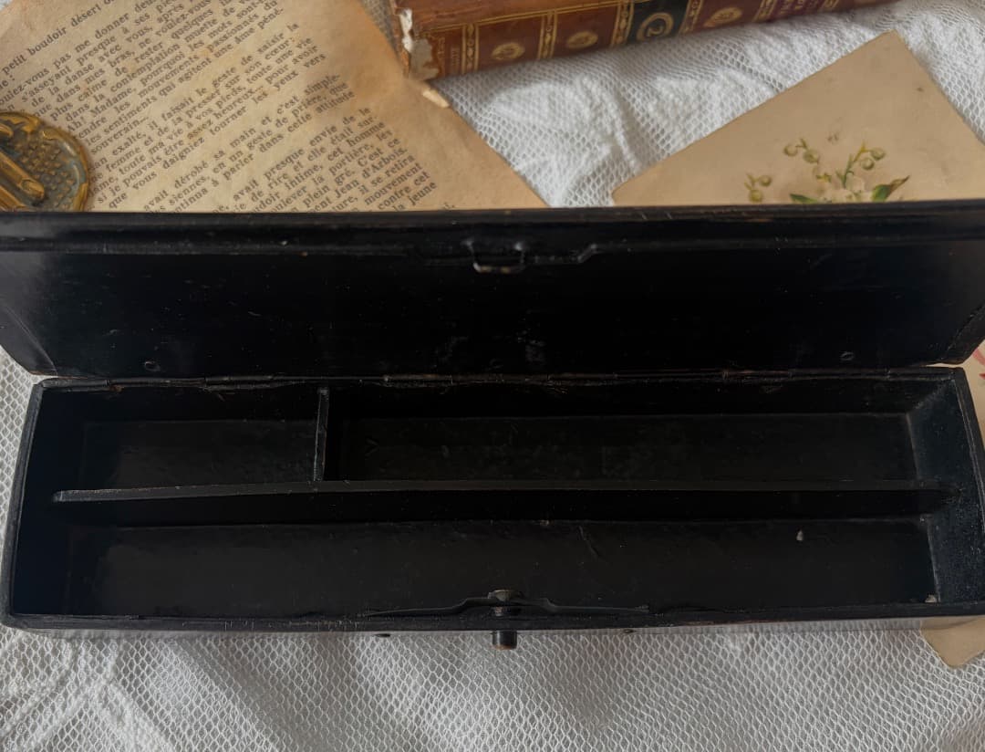 フランスアンティーク　パピエマシェ　ペンケース　小鳥　小箱　小物入れ　蚤の市