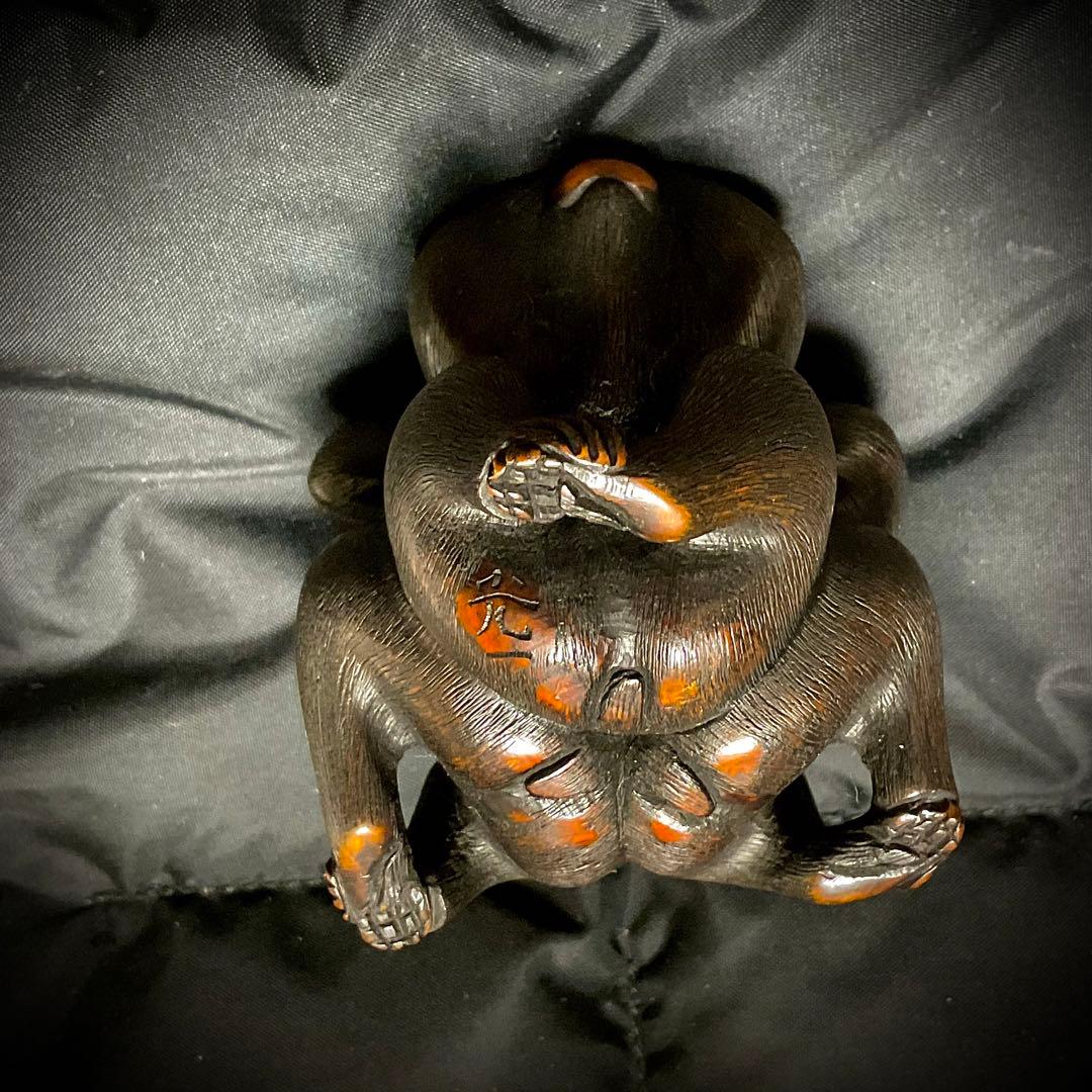 三猿　「見ざる、言わざる、聞かざる」彫銘「光一」置物根付