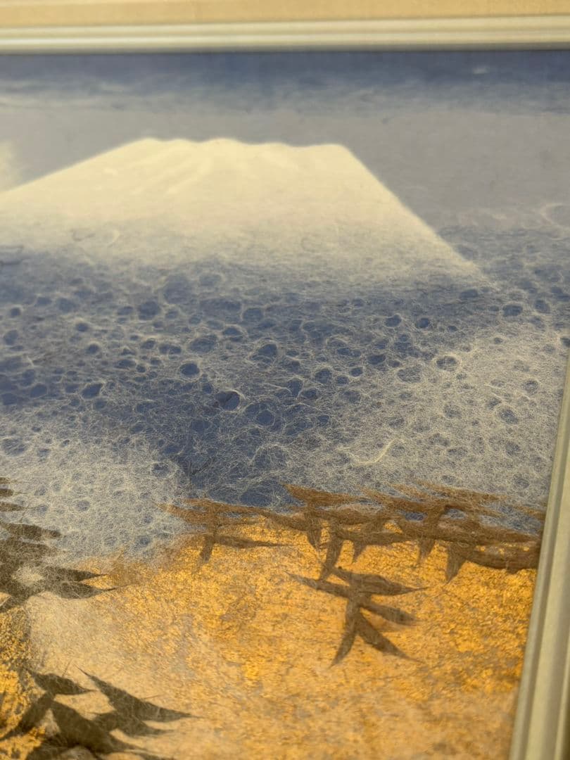 「翔」山内一生工房　富士山と鶴　和紙工芸　小原工芸品