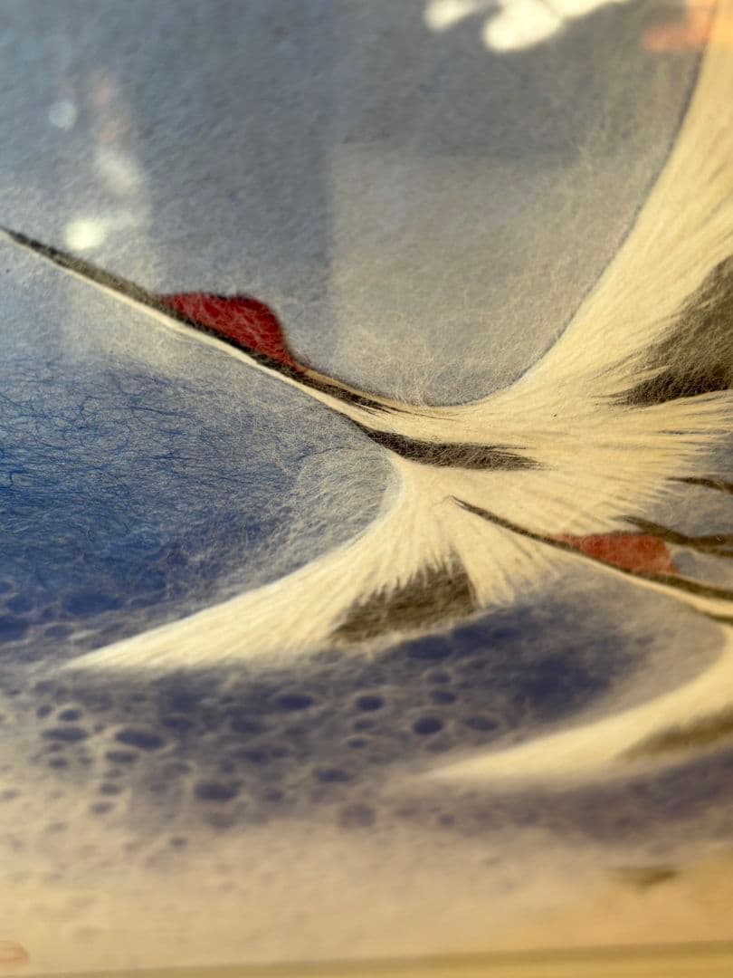 「翔」山内一生工房　富士山と鶴　和紙工芸　小原工芸品