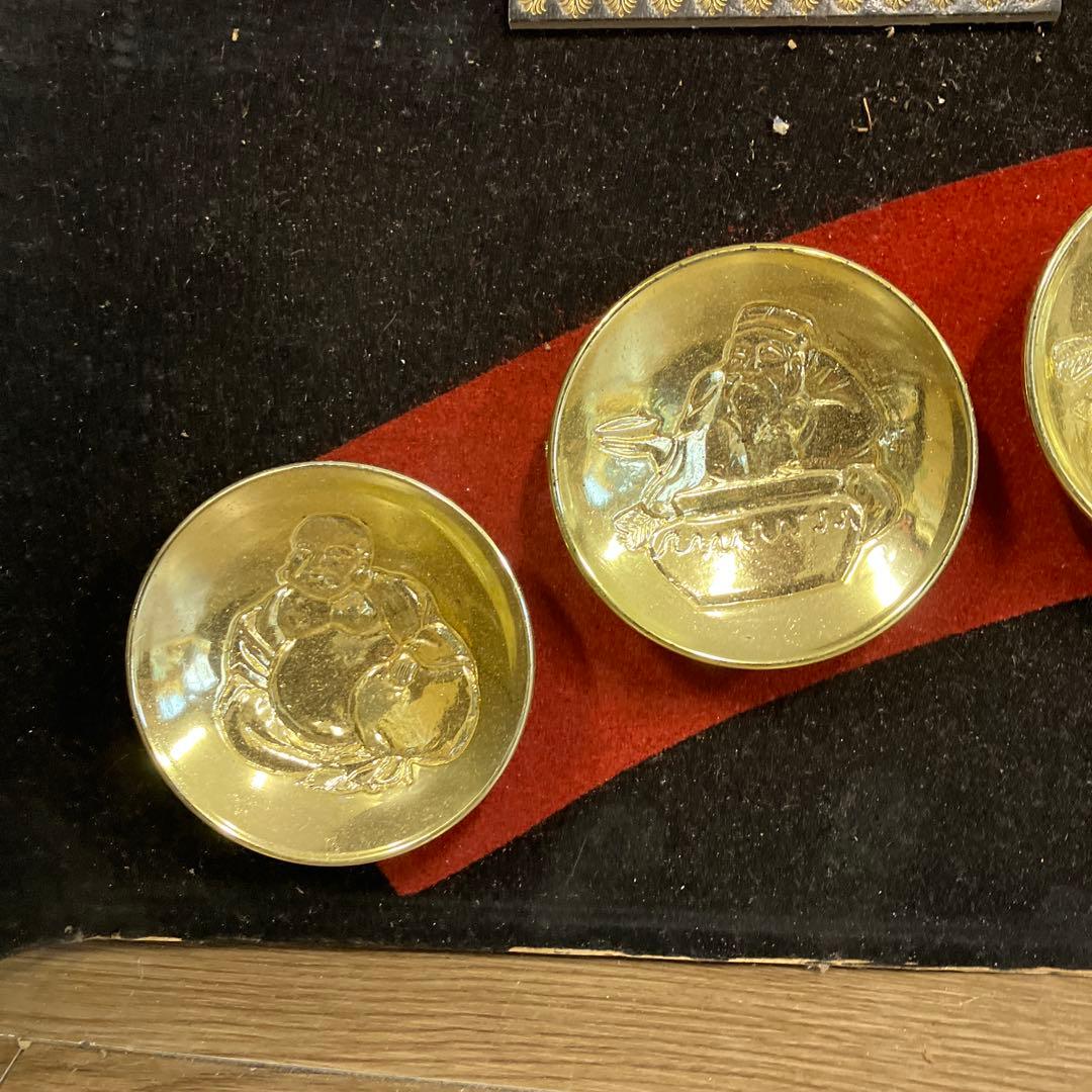開運 縁起物 七福神 オブジェ 宝船 金色 飾り 壁掛け 置き物 昭和レトロ